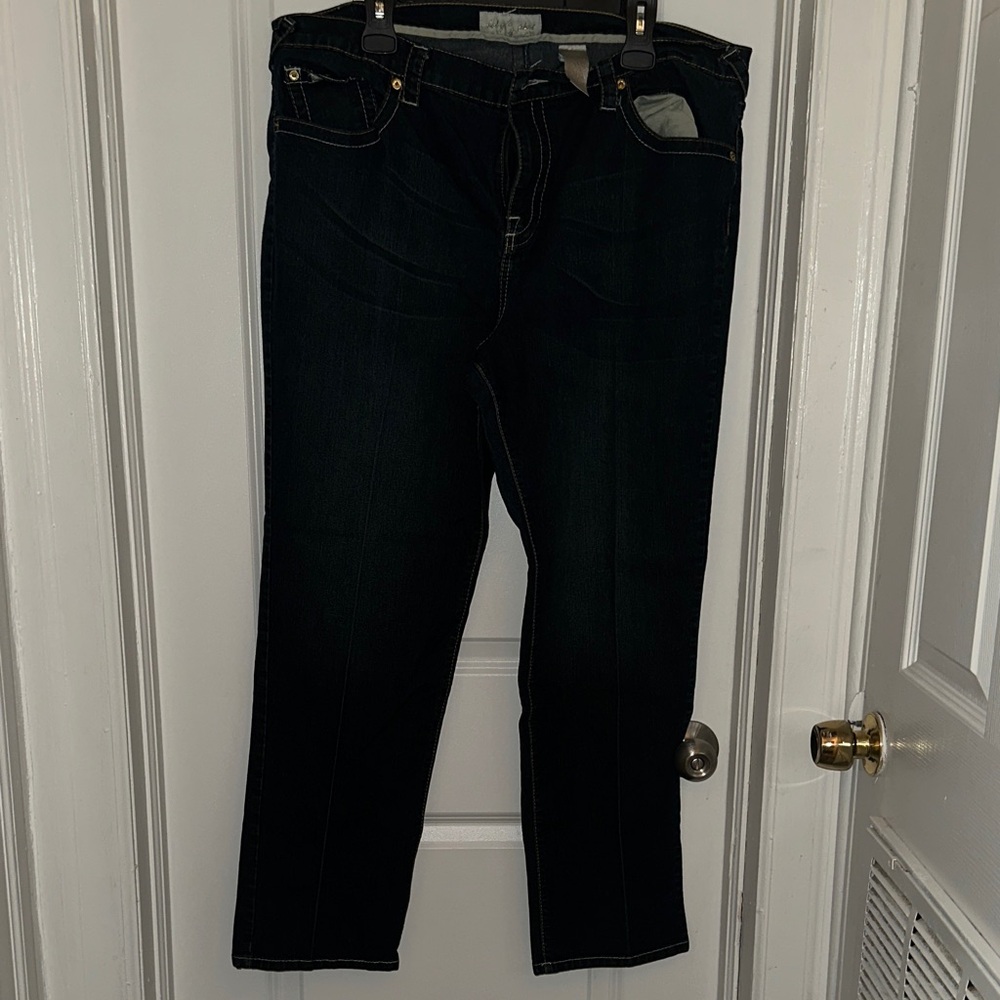 Baby Phat Dark Blue Denim Jeans with Yellow Contrast Stitching